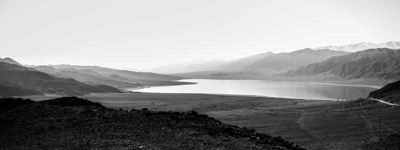 горы, природа, пейзаж, черно-белое, водохранилище, озеро, вода Орто-Токойское водохранилищеphoto preview