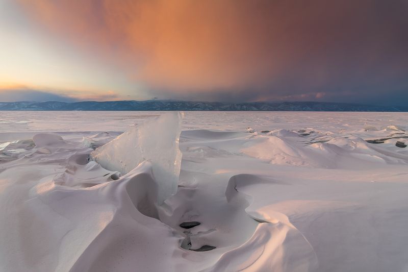байкал,озеро,зима, лед, закат Занавесphoto preview