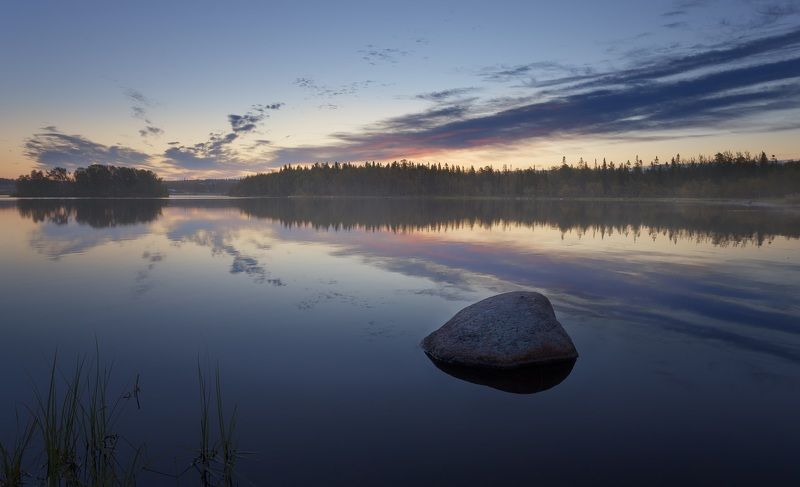 Озеро, утро, рассвет, облака,  Тихое утроphoto preview