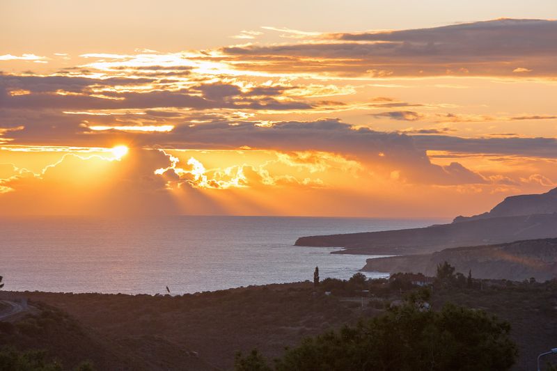 закат, Кипр, солнце, пейзаж, море, горы, вечер Кипрские закатыphoto preview