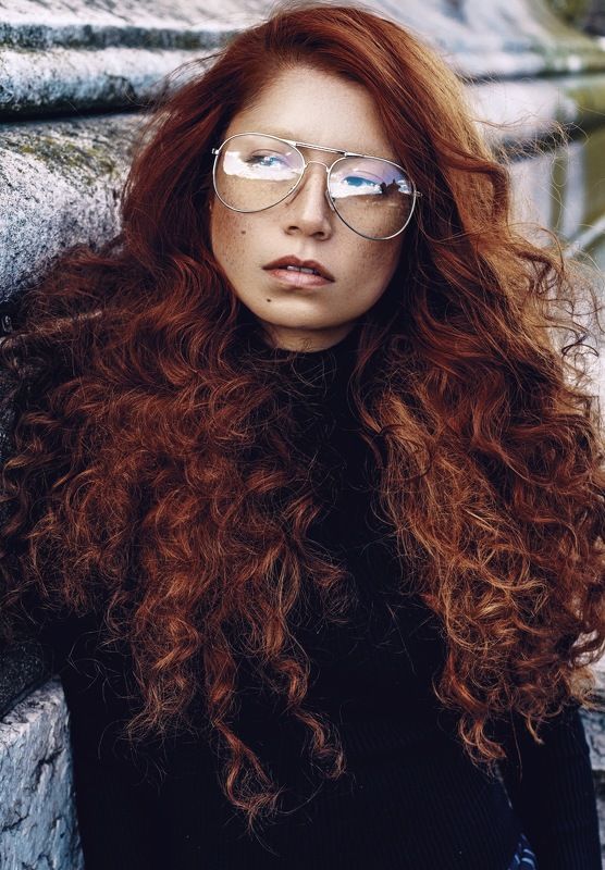 carolinemadison, portrait, beauty, redhair, redhead, portraiture, curlyhair,  lips, emotion, longhair, glasses, geek ***photo preview