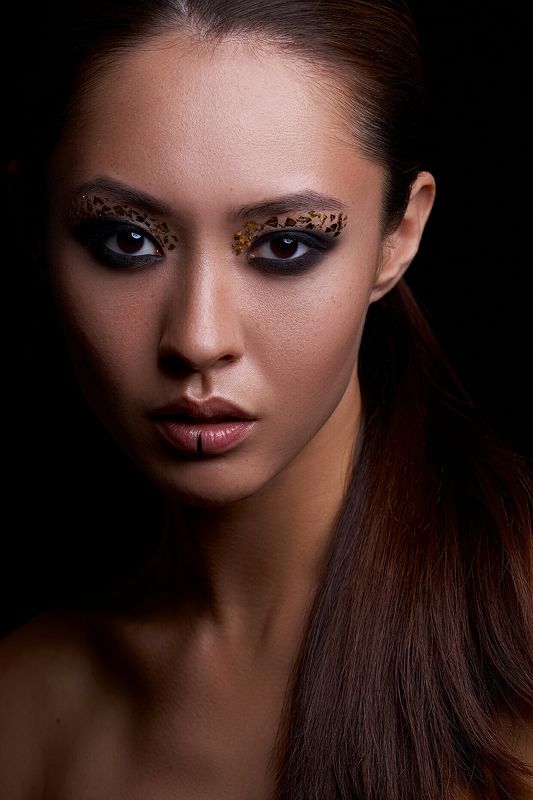 beauty, portrait, low key, asia, girl, dark, make up, бьюти photo preview