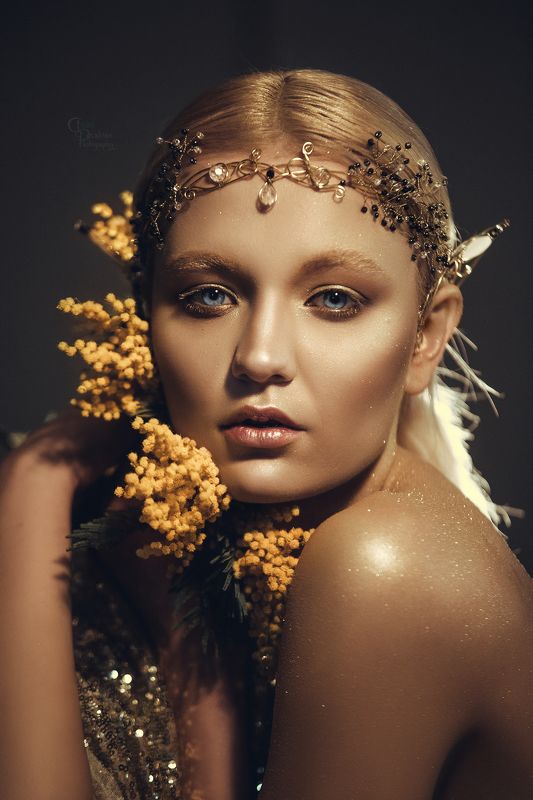 девушка модель портрет мимоза весна женский образ макияж работа женщина фотография жанр Kiraphoto preview