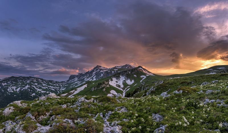 оштен,кавказ,адыгея, горы, закат, рассвет, фишт, лаго-наки, Закат у горы Оштенphoto preview