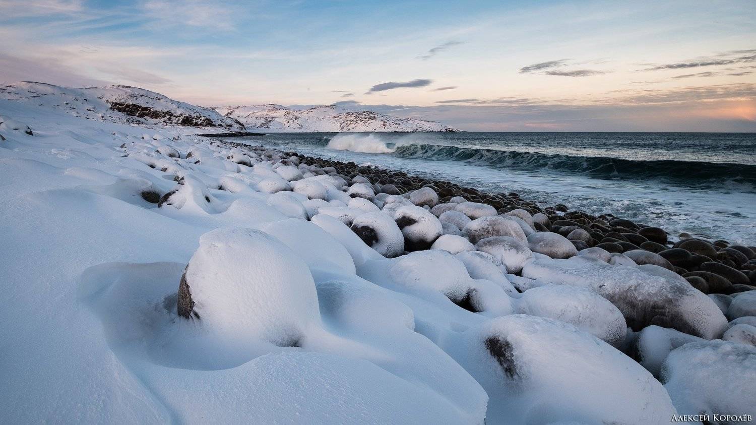 Северное утро. Автор: Алексей Королёв териберка, россия, кольский полуостров, баренцево море, арктика, север, заполярье, море, зима, снег, утро, камни, пейзаж, природа, teriberka, russia, kola peninsula, barents sea, arctic, north, sea, winter, snow, morning, stones, landscape, nature, Алексей Королёв