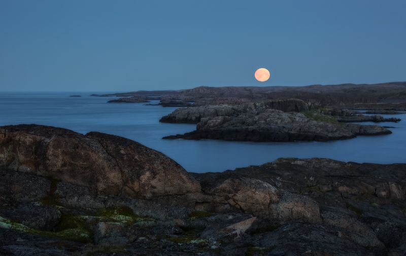 Восход луны на Баренцевом море.photo preview