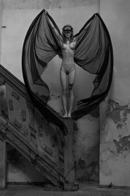 nude, girl, woman, bw, akt, ню, арт, модель, Fallen Angel - Падший Aнгелphoto preview