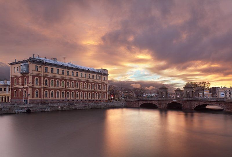 санкт-петербург, фонтанка, коломна, закат, старо-калинкин, мост, калинкинский, военно-морской, госпиталь Санкт-Петербург: Старо-Калинкин мостphoto preview