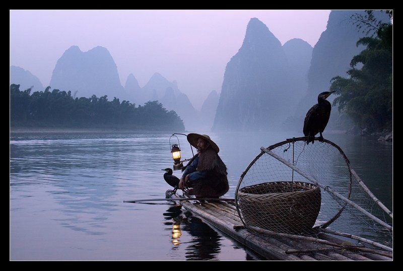 китай, , гуйлинь, , рыбак, , лодка, , баклан Рыбак, и его верные птицы.....photo preview