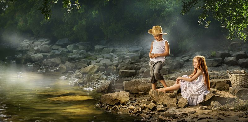 Children on the riverphoto preview