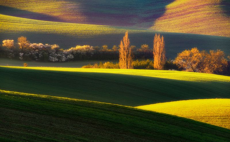 spring moravia czech repulic landscape green red sunrise Springphoto preview