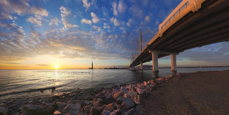 санкт-петербург, закат, западный скоростной диаметр, лахта центр, стадион санкт-петербург ***photo preview