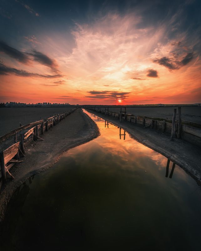 sunset,sky,clouds,landscape,outdoor,reflection,water Golden hourphoto preview