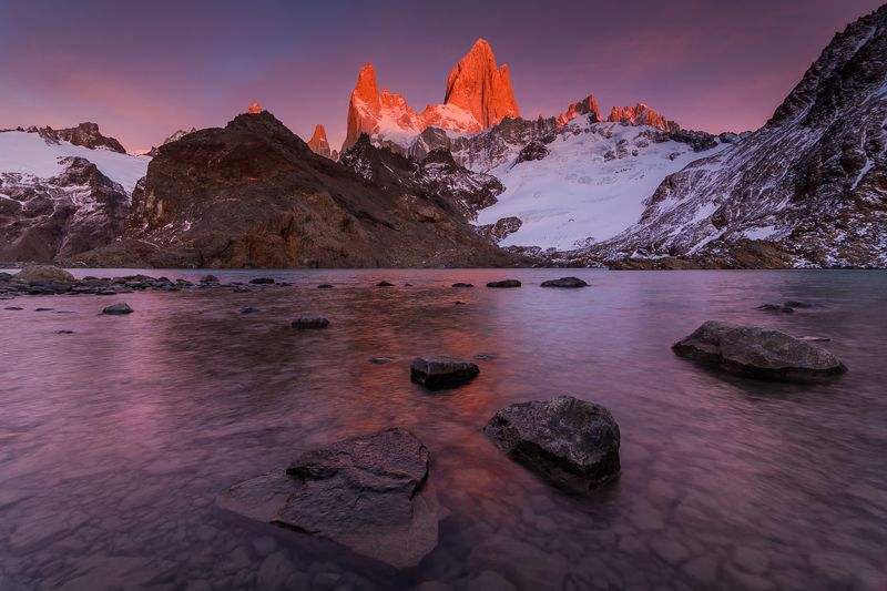 патагония, горы, рассвет, аргентина Озеро Трехphoto preview