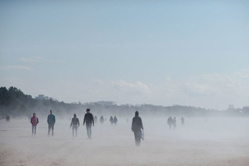 зомби, залив, туман, море, пляж, люди, сюр ходячие мертвецыphoto preview