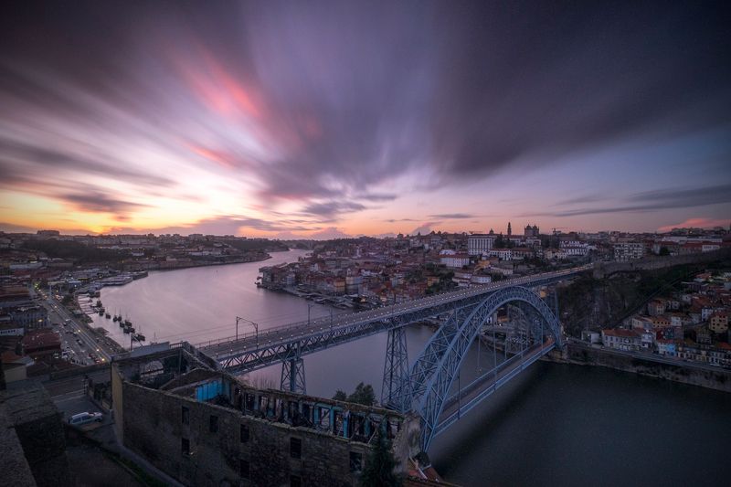 porto,portugal,sunset,sunrise,bridge,lomgexposure,long exposure,river Portophoto preview