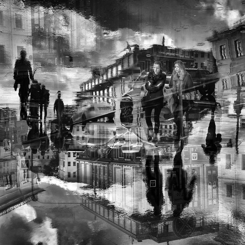 санкт-петербург, город, дождь, отражения, люди Двое в городеphoto preview