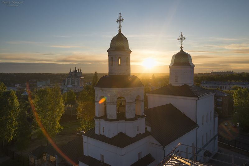 смоленск, успенский собор, смоленщина, вознесенский монастырь, рассвет, восход, май, весна, городской пейзаж \