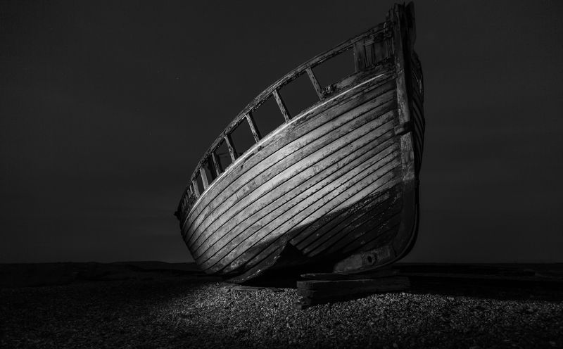 boat, night, travel, uk, Brighton, beach, canon, light, old, ship,  Lonely Boat photo preview