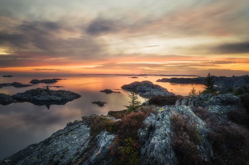 Sunset at the shore of Karmøyphoto preview