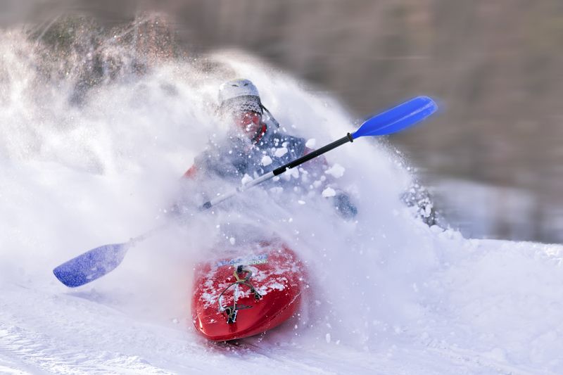 каяк,зима,снег,скорость,мороз, Не вписался фото превью