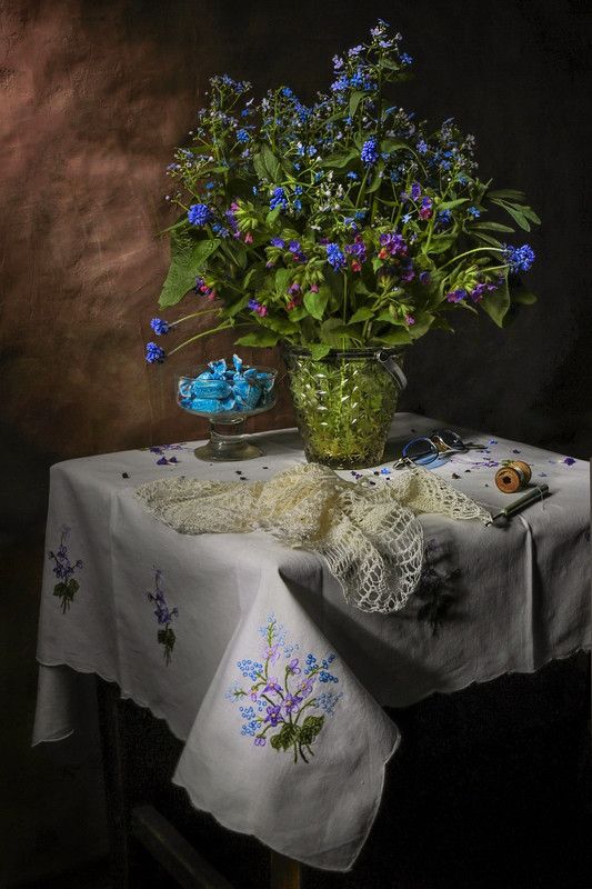 весна,натюрморт,незабудки,вышивка, Весенняя нежность...photo preview