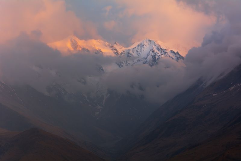 природа, пейзаж, горы, кавказ, закат, вечер, весна, путешествие, небо, облака *photo preview