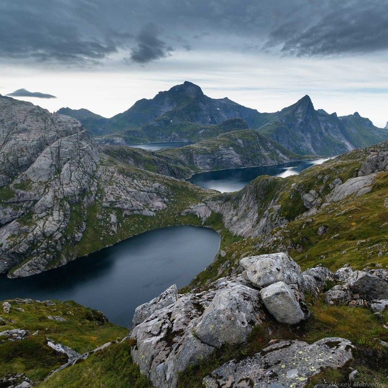лофотены, Норвегия, пляж, море, север, острова, скалы, панорама High-altitude lakesphoto preview