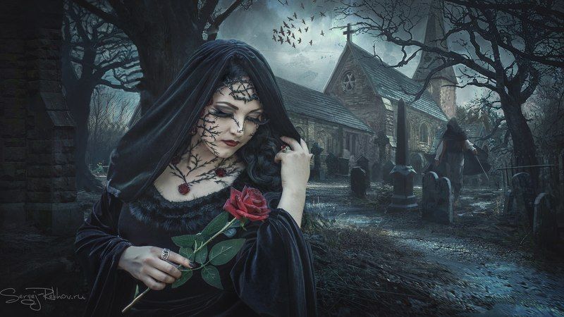 фэнтази, арт, роза, печаль ***photo preview