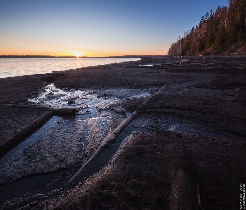 закат, солнце, вечер, берег, залив, кондас, пешково, пермский край Кондасский залив фото превью
