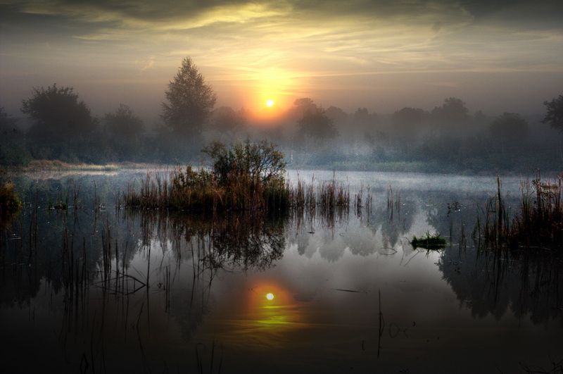 утро, туман, вода, размышления, природа Начало дняphoto preview