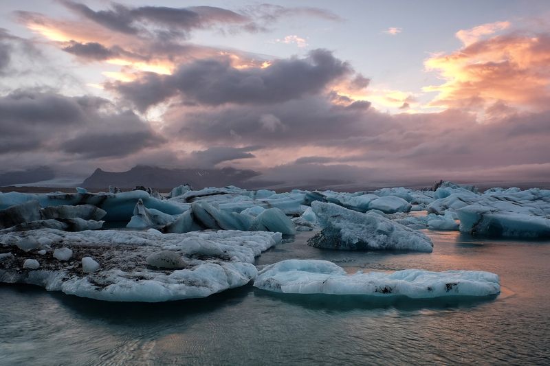 iceberg,iceland,sunset,ice,lake,clouds photo preview