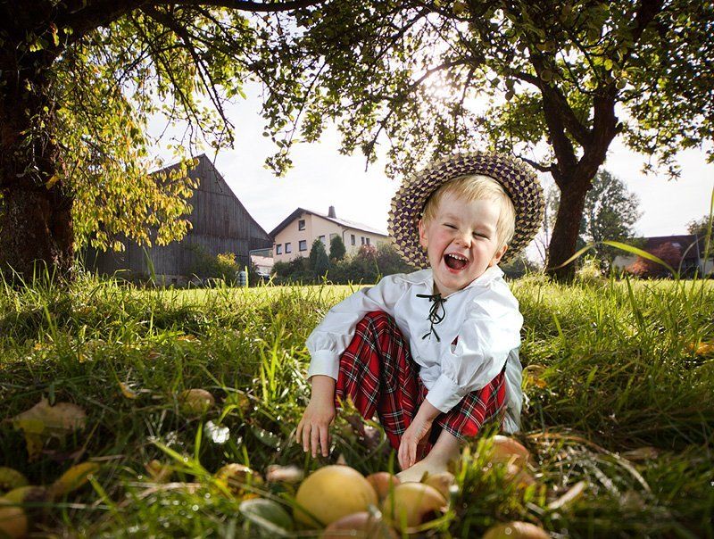 дети, яблоки, осень, природа, солнце Радостная жизнь Моти.photo preview