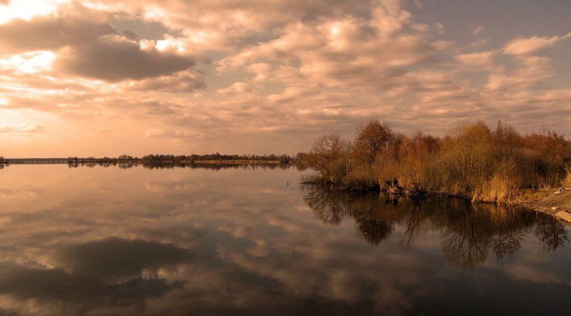 весна, природа, пейзаж, озеро Вечереет... фото превью