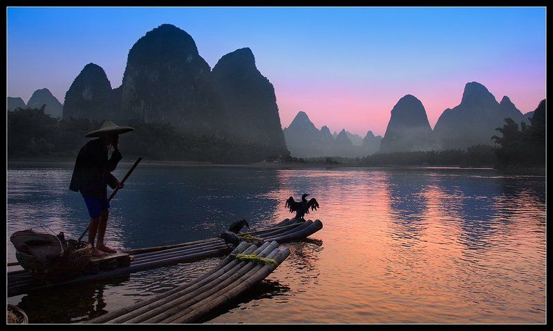 китай, , гуйлинь, , рыбак, , лодка, , баклан Когда баклан сушит крылья.....photo preview