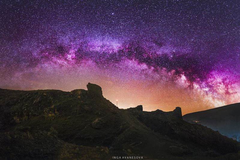 armenia, milky way, night, astro, astrophotography Армения крепость Бжниphoto preview