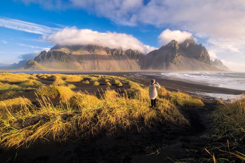 mountains, icelans, sunset, sunrise, woman,alone, Alonephoto preview