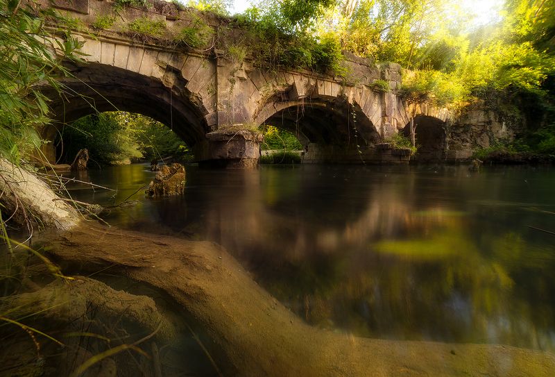 акведук, река, крым, лето, мост, лес \