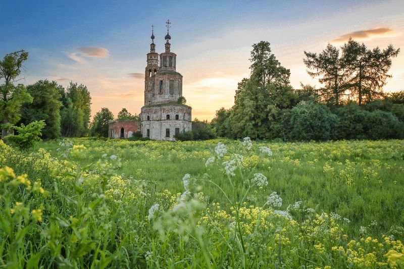 лето,храм,цветы,закаты,природа, Ароматы лета.photo preview