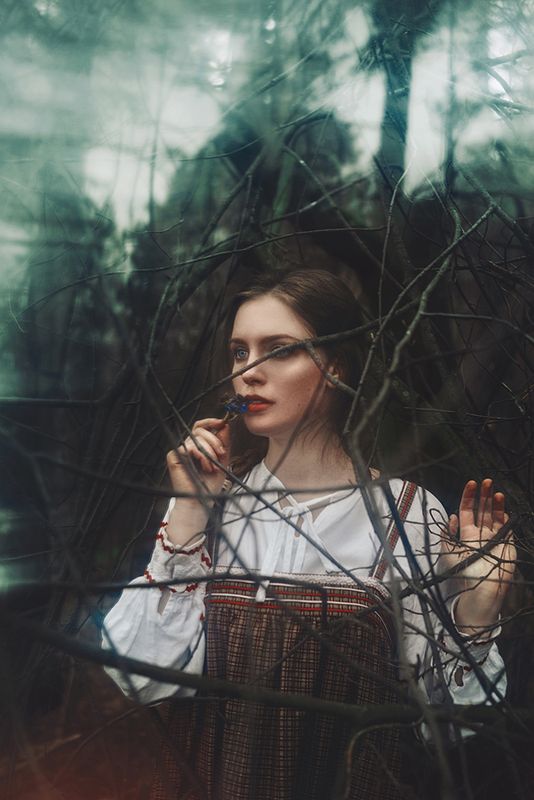 сказка девушка фольклор картина живопись русь медуница лес хтонь Алёнушкаphoto preview