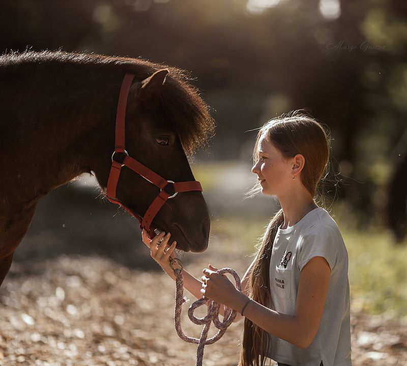 лошадь, пони, девочка, дети, солнце, лето,  природа, Маргарита Гусева, Margarita Guseva Хозяйкаphoto preview