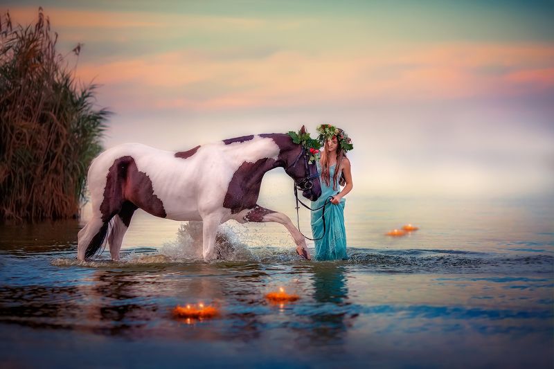 ивана купала, девушка, лошадь, море, речка Другая таинственная и волшебная, как закат...photo preview