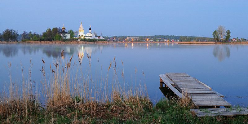 утро, озеро, монастырь, рассвет ***photo preview