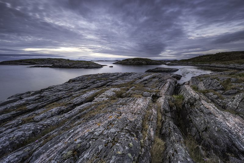 landscape, midnight, norway, atlantic ocean road, rocks, seacape Blue Hourphoto preview