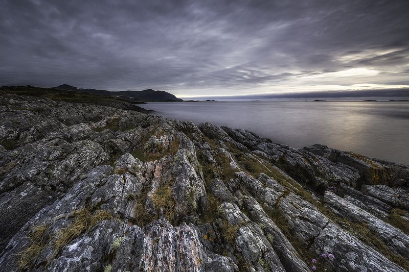 landscape, midnight, norway, atlantic ocean road, rocks, seacape Rocky Nightphoto preview