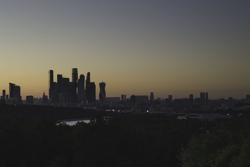 Москва, Воробьевы Горы, Москва-Сити, вечер, заря, город, столица, река После закатаphoto preview