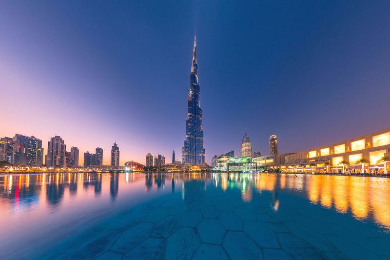 dubai, architecture, skyscrapers, cityscape, дубай, оаэ, burj khalifa, бурж халифа, город, архитектура, небоскребы, цветы, рассвет, утро Бурж Халифа на закатеphoto preview