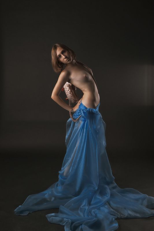 девушка, ню, ткань, осьминог, студия спрут фото превью