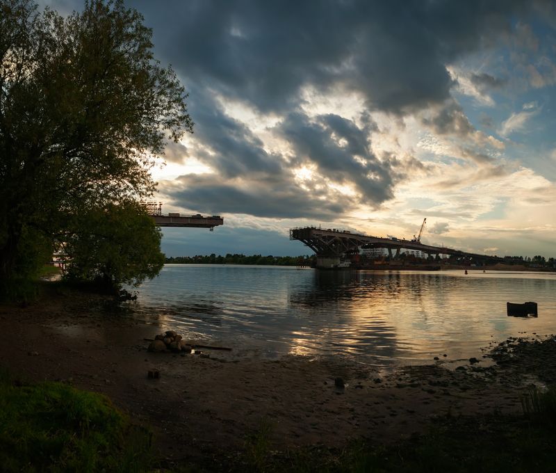 пейзаж,природа,река,волга,мост, Соединяют берега мосты.photo preview