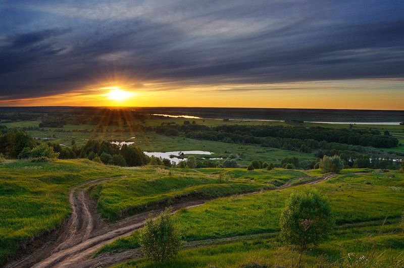 закат. вечер. просторы. облака. солнце ***photo preview